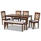 Baxton Studio Gabriel Grey Upholstered and Walnut Wood 6-Piece Dining Set 171-10951-10917-10520 - alternate 1